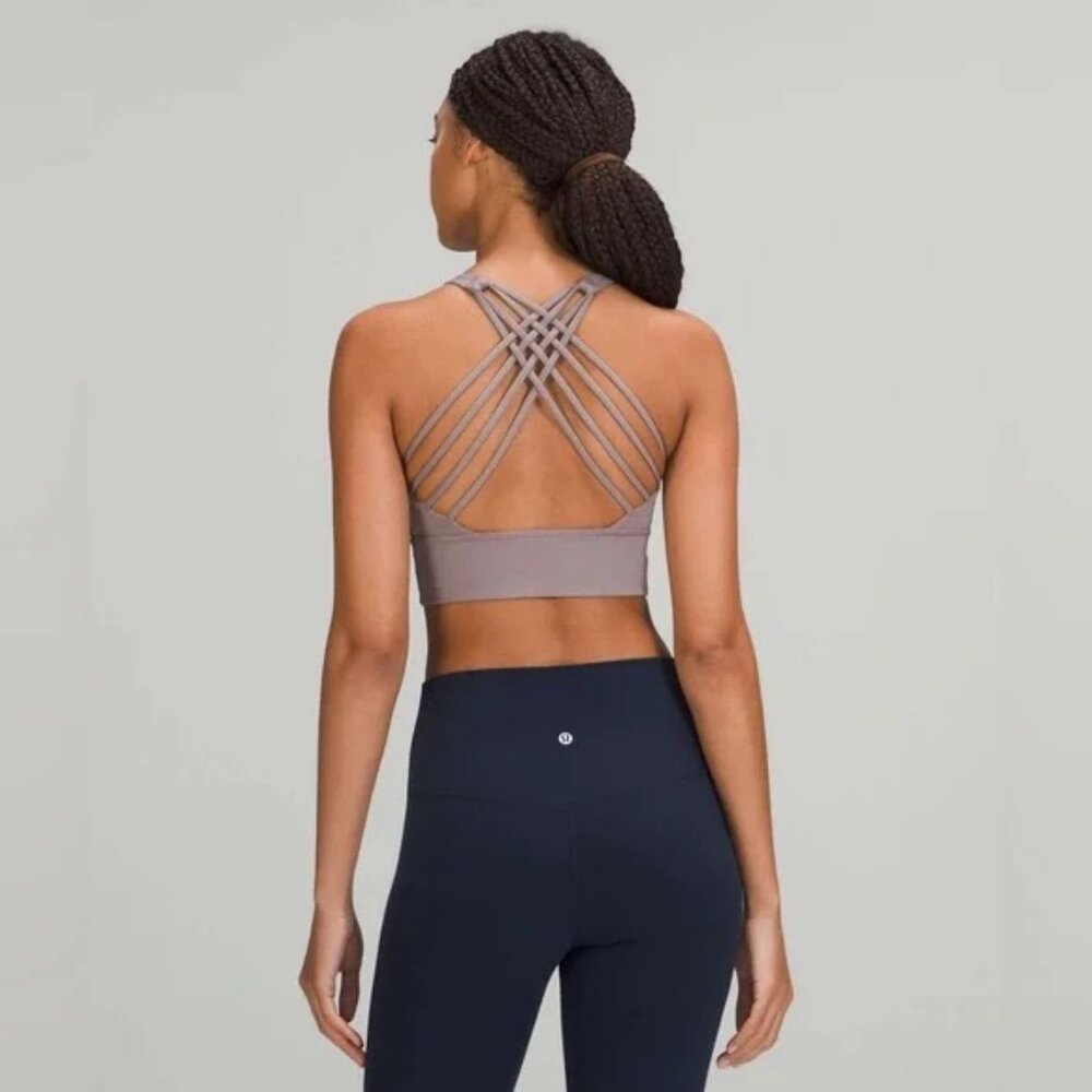 Lululemon Free to Be High-Neck Longline Bra Wild Light A/B Cup Lunar Rock 6 EUC